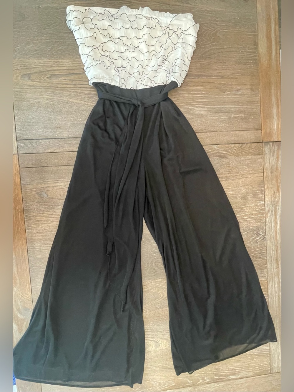 connected apparel Black Wide-Leg Jumpsuit with Tie Waist